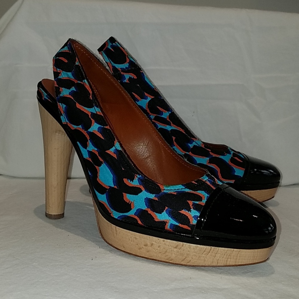 Lanvin Leopard Captoe Slingback Pump